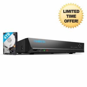 Reolink 4K PoE NVR 16 Channel Pre-Installed 4TB Hard Drive Supports 12MP/4K/5MP/4MP/1080P HD IP Camera 24/7 Surveillance Recording Home CCTV Security Camera System Network Video Recorder