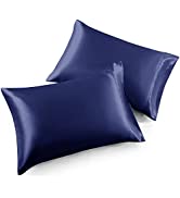 Hafaa Burgundy Pillow Cases 2 Pack- Luxury Satin Pillowcases with Envelope Closure, Satin Pillowc...