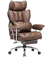 efomao Desk Office Chair Big High Back Chair PU Leather Computer Chair Managerial Executive Swive...