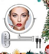 FUNTOUCH Rechargeable Makeup Mirror with Light, Portable Lighted Travel Mirror with 10X Magnifyin...