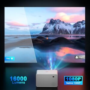 Protable Video Projector 16000 Lumen Native 1080P BT 5.1 Electric Focus