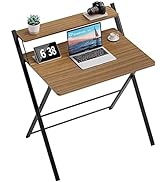 GreenForest Folding Desk 2 Tiers Computer Desk with Shelf Foldable Home Office Desk for Small Pla...