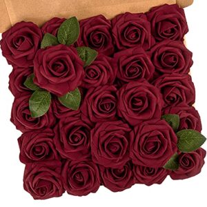 25pcs Real Touch Foam Roses DIY Flowers for Wedding Bouquets Centerpieces Arrangement Party Baby Shower and Home Decor