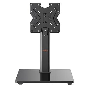 Perlegear Swivel Universal TV Stand/Base - Table Top TV Stand for 19-43 inch LCD LED TVs/Monitor/PC up to 20kg - Height Adjustable TV Mount Stand with Tempered Glass Base