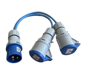 K M Electronics 16A PLUG TO 2 X 16A SOCKETS 2 WAY SPLITTER CARAVAN CAMPING MAINS HOOK UP 240V