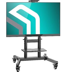 ONKRON Portable TV Stand with Wheels - Floor TV Stand for 50-100 Inch Flat/Curved TVs up to 90 kg - Mobile TV Stand with Shelf