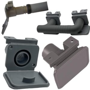 2x Caravan Accessories and Caravan Equipment - Motorhome Gadgets Campervan Water Waste Pipe Connector Socket Outlet + Flap Compatible With 81320 28mm Rigid Pipe & 80008 28.5mm Id Grey Convoluted Hose