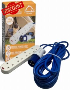 Xtremeauto Camping Electric Hook Up Cable Extension Lead - 4 Gang Camping Cable Plug Power Hookup Sockets