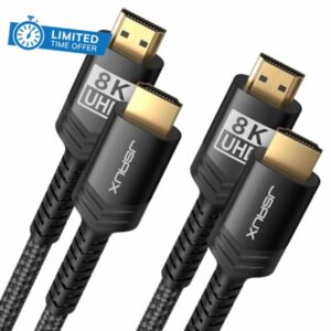 JSAUX 8K HDMI Cable 4.5M 2-Pack | HDMI 2.1 Cable 8K & 4K High Speed | 4K@120Hz 144Hz
