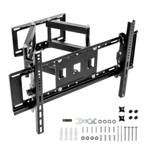 Holdfiturn TV Wall Bracket for 32-70 Inch LCD LED Plasma Flat Curved TV Swivel Tilt Extends TV Wall Mount Double Arm Full Motion Spirit Level Max VESA 600x400mm Holds up to 50kg