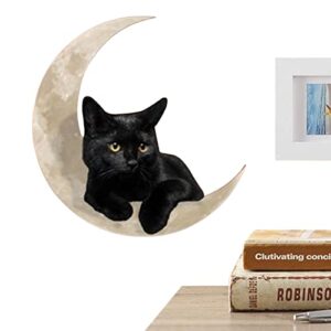 LINGJIONG Metal Wall Decor Black Cat And Moon