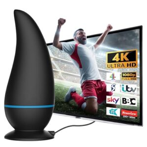 【2024 Upgraded】TV Aerial -Indoor TV Aerial and Freeview Strong Signal Digital Aerial UK 4K 1080p - Support VHF/UHF/DAB Radio 360°& 300+ Miles Reception High Gain for TV Antenna with 16FT Coaxial Cable
