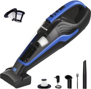 Well-Equipped Hand Held Vacuum with Reusable Filter & LED Light