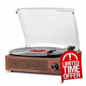 Mersoco Bluetooth Record Player Belt-Driven 3-Speed Turntable
