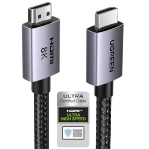 UGREEN HDMI 2.1 Cable Certified 8K 4K 1440P@120/144/165/240Hz eARC HDR VRR UHD Dolby Vision Atmos HDCP 2.3 48Gbps Ultra High Speed Lead Compatible with PS5/4 Xbox Laptop PC TV Soundbar Monitor DVD(3M)