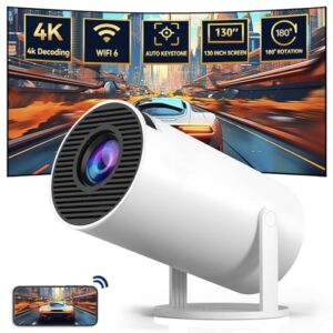 TEKXDD 4K Mini Projector with WiFi 6 and Bluetooth 5.0/200 ANSI Native Outdoor Movie Projector