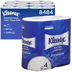 Kleenex Toilet Roll 8484 - 4 Ply Premium Toilet Paper - 24 Rolls x 160 White Toilet Tissue Sheets (3