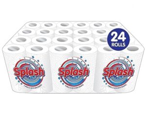 Splash 2-Ply Kitchen Towel 4-Pack Paper Rolls | White Paper Embossed | Strong & Functional (24)