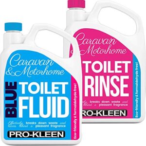 Pro-Kleen Caravan Toilet Chemical Blue 2L and Pink 2L Rinse Fluid Solution Cleaner for Caravan and Motorhomes - Eco-Friendly
