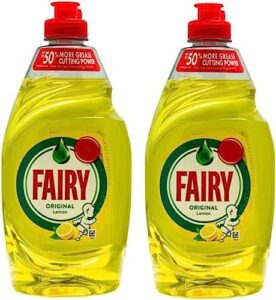 Fairy Original Lemon Washing Up Liquid | Pack of 2 x 383 ml | Dishes Grease Cleane