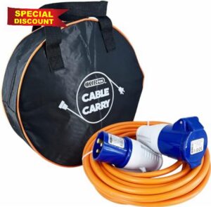 KIRFEE® 12M Electric Hook Up Cable Extension Lead With Cable Carry Bag