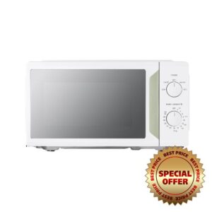 COMFEE' 700W 19L White & Sage-Green Microwave Oven With 5 Cooking Power Levels
