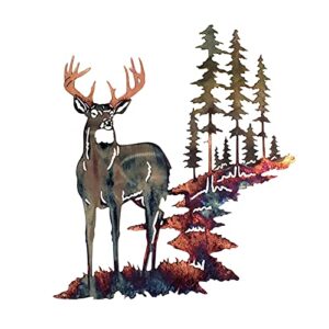 Fenteer 3D Metal Wall Art-Deer Wall Decor Hanging Woodland Scene Wall Art for indoor e outdoor Animal Artwork Decorations