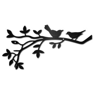 CREATCABIN Birds on the Branch Wall Decor Bird Silhouette Metal Wall Signs Black Hanging Sculpture for Home Office Bedroom Living Room Indoor Outdoor Christmas Artwork 5.9x11.8inch
