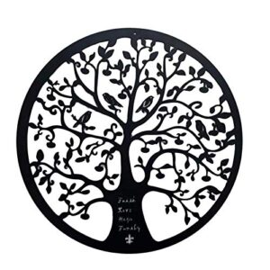 Sunnyushine Tree Of Life Wall Art Metal Decorative Artwork Iron Indoors Outdoors Garden Plaque Wall Hanging Art Lily Interior Wall Decoratio