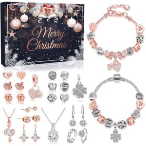 iZoeL Jewelry Advent Calendar 2023 for Women - Girls Bracelets Advent Calendar Necklace Earrings 24 Surprises Gifts for Teenage Wife Mother Girlfriend Daughter Granddaughter Mom Rose Gold