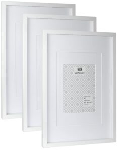 White A3 Boxed Picture Frames Set of 3 with Double Mounts for A4 & 6x8 photo