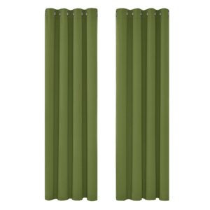 Deconovo Super Soft Thermal Insulated Curtains Blackout Curtains Eyelet Curtains for Living Room Grass W52 x L72 Inch Two Panels