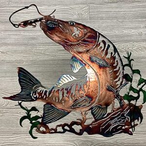 Transwen 3D Metal Wall Art-Fishing Wall Decor Hanging Hunting Scene Metal Wall Art for Indoor Outdoor Animal Artwork Rustic Home Office Cabin Farmhouse Decorations