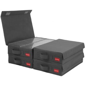 NUSWOR Exceptional Audio Cassette Storage Solution - Stackable Cassette Tape Box - Cassette Tape Case - Holds 144 Cassette Cases - 16.34 x 9.25 x 3.54 Inches - 4 Pack