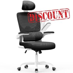 aspaluro Office Chair Ergonomic Desk Chair with Adaptive Lumbar Support/Headrest/Flip-up Armrests Swivel Computer Chair with Rocking Function Chair For Home Office-Black and White