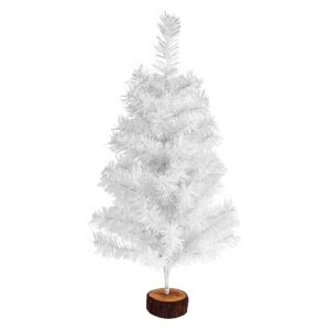 FINGOOO 2ft/60cm Artificial Christmas Tree with Wood Base