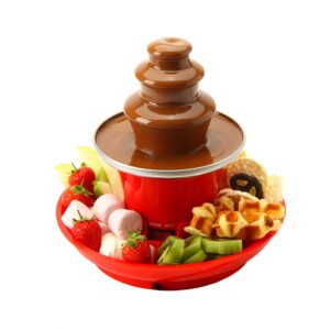 Global Gourmet Chocolate Fountain Mini Fondue Set with Party Serving Tray Included | Electric 3-Tier Machine with Hot Melting Pot Base | Keep Warm Functio