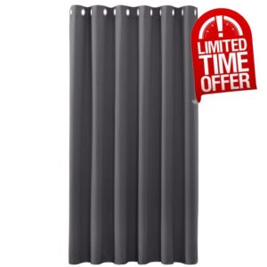 PONY DANCE Large Blackout Curtain - Grey Eyelet Curtain for Living Room Decoration Thermal Bedroom Window Treatment for Energy Saving