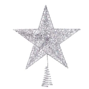 Time to Sparkle 20*16*4cm Glitter Christmas Tree Topper Star For Christmas Tree Decoration Silve