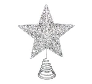 Gisela Graham White Iridescent Metal Wire Tree Top Star 20cm