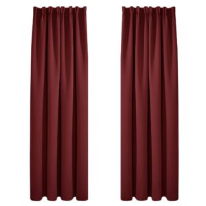 Deconovo Blackout Curtains Pencil Pleat Curtains and Rod Pocket Curtains Thermal Insulated Curtains for Girls Room Red W55 x L87 Inch 2 Panels