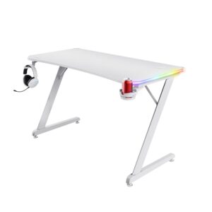 Trust Gaming GXT 709W Luminus RGB White Gaming Desk with LED Lights