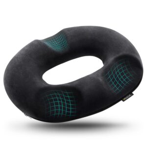 iMedic Donut Cushion for Women - 1x Black Seat Cushion for Haemorrhoids & Postnatal Pain - Memory Foam Office Chair Cushions - Pressure Cushion for Bottoms - Coccyx Cushion for Tailbone Pai