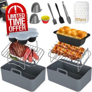12 PCS Air Fryer Accessories for Ninja Dual AF300UK AF400UK AF451UK/ Tower T17088