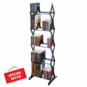 Atlantic Mitsu 5-Tier Portable Media Storage Rack – Protects & Organizes Prized Music