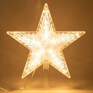 Christmas Tree Topper Star Warm White Light Christmas Tree Decor for Christmas Holiday Home Fit for General Size Xmas Tree
