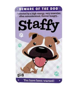 Staffy Staffordshire Bull Terrier Red/Tan Dog Fun sign 22 x 13.5 cms