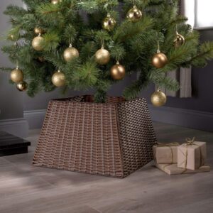 Taylor & Brown® Xmas Christmas Tree Rattan Wicker Skirt Stand Base Basket Cover Tidy Decor (Brown)