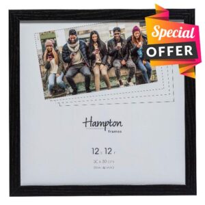 Hampton Frames OXFORD 12x12 (30x30cm) Black Square Picture Poster Photo Frame Plexi (Non-Glass) OXF1212NGX