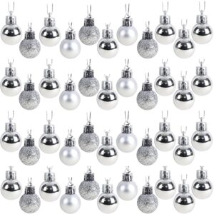 Festive Fix 25 Mini Christmas Tree Baubles in Silver – 2.5cm Mini Shatterproof Decorative Hanging Ornaments Balls for Xmas | Shiny